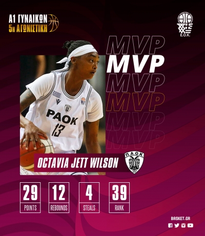 MVP της 5ης Αγωνιστικής η Οκτάβια Ουίλσον
