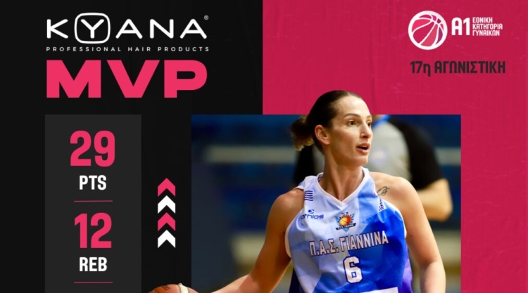 MVP της 17ης αγωνιστικής της Α1 Γυναικών η Σαρηγιαννίδου