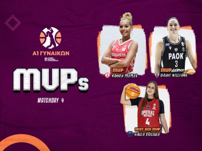 MVP της 4ης αγωνιστικής Γουίλιαμς και Πιπλς, MVP Next Gen η Στολίγκα